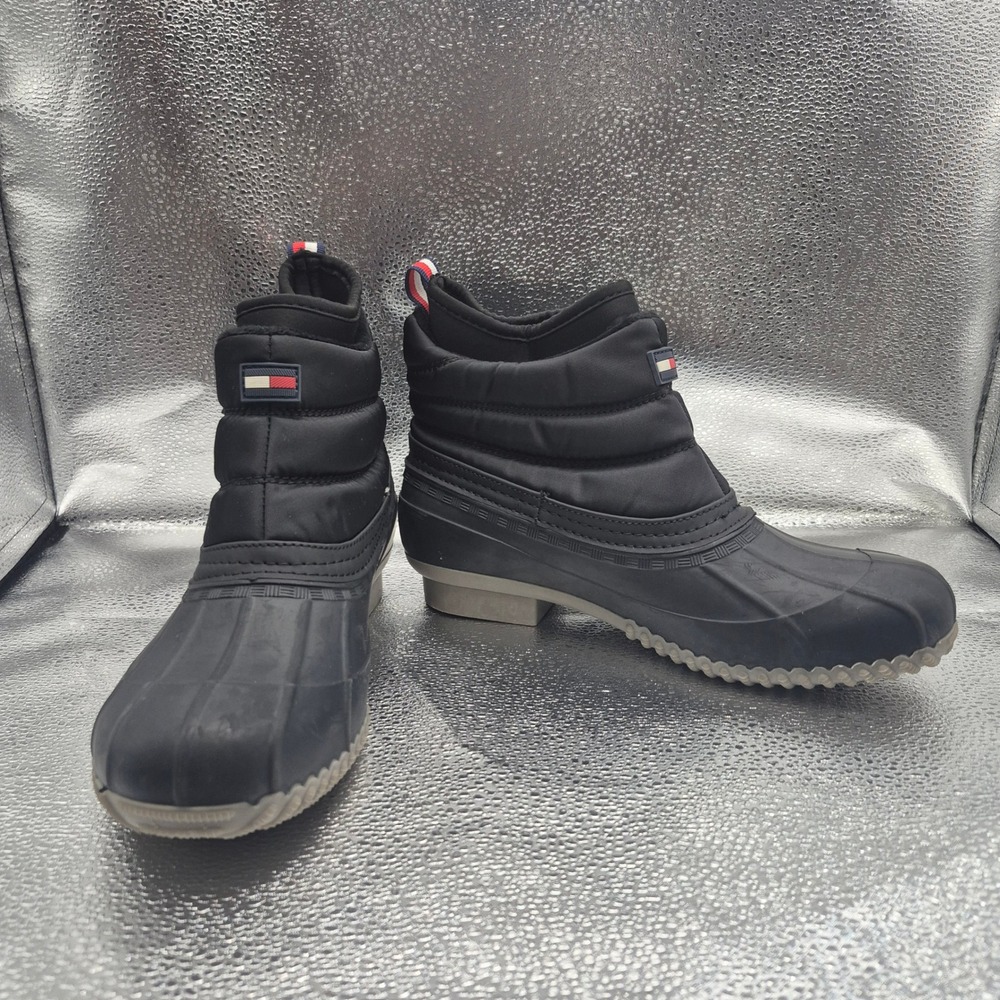 Tommy Hilfiger Roana Womens Black Quilted Duck Boots Ankle Rain TWROANA 8M